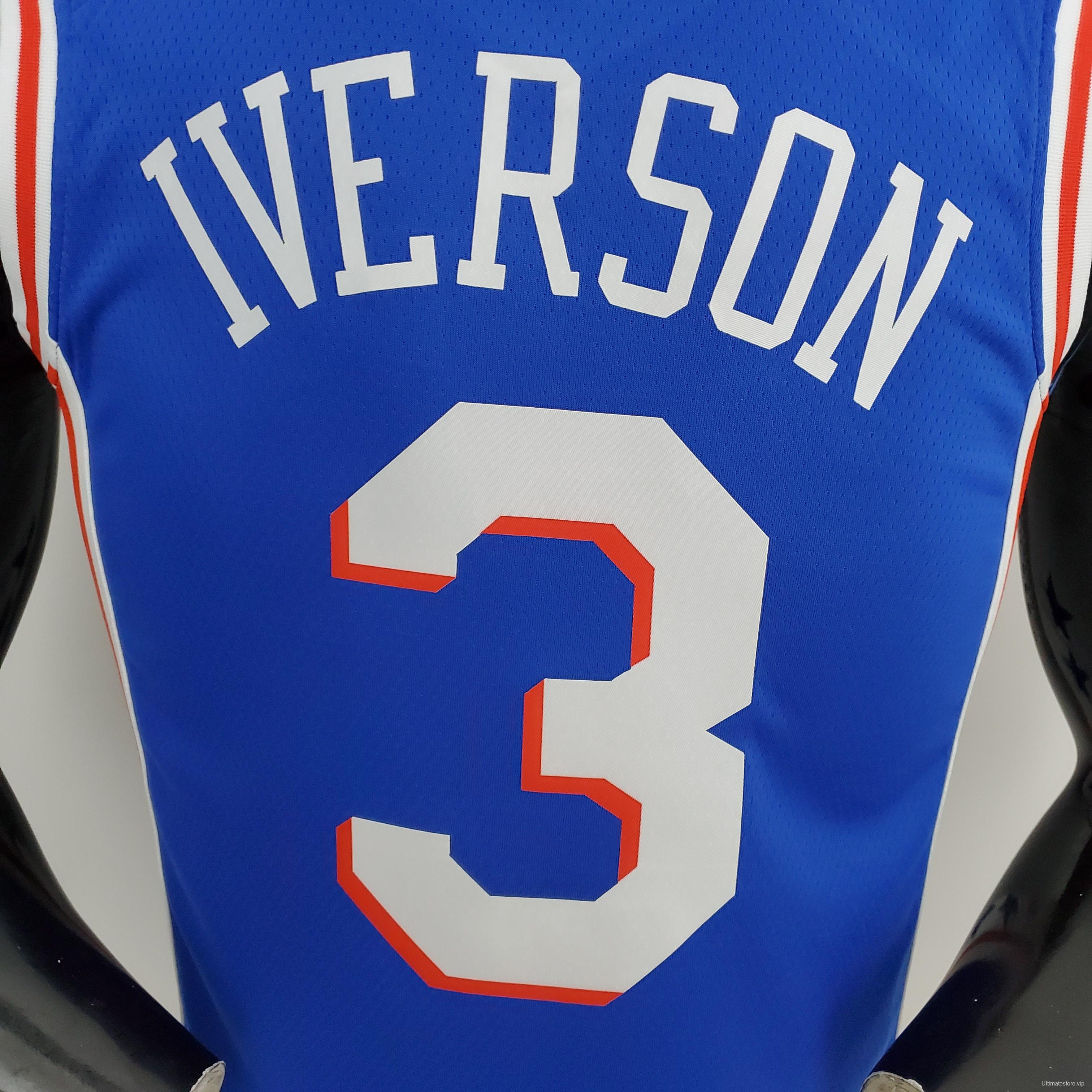 75th Anniversary Philadelphia 76ers IVERSON#3 Blue NBA Jersey