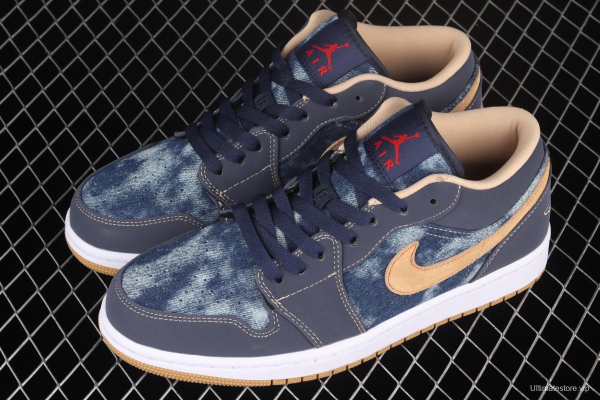 Air Jordan 1 Low dark blue denim low top basketball shoes DH1259-400