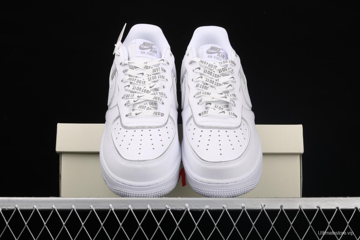 Stussy x Nike Air Force 1 Low Stussy co-named white dazzling color reflective low-top casual board shoes BQ6246-019