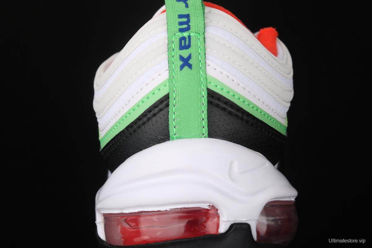 NIKE Air Max 97 black, white and green 3M reflective bullet air cushion running shoes 921522-105