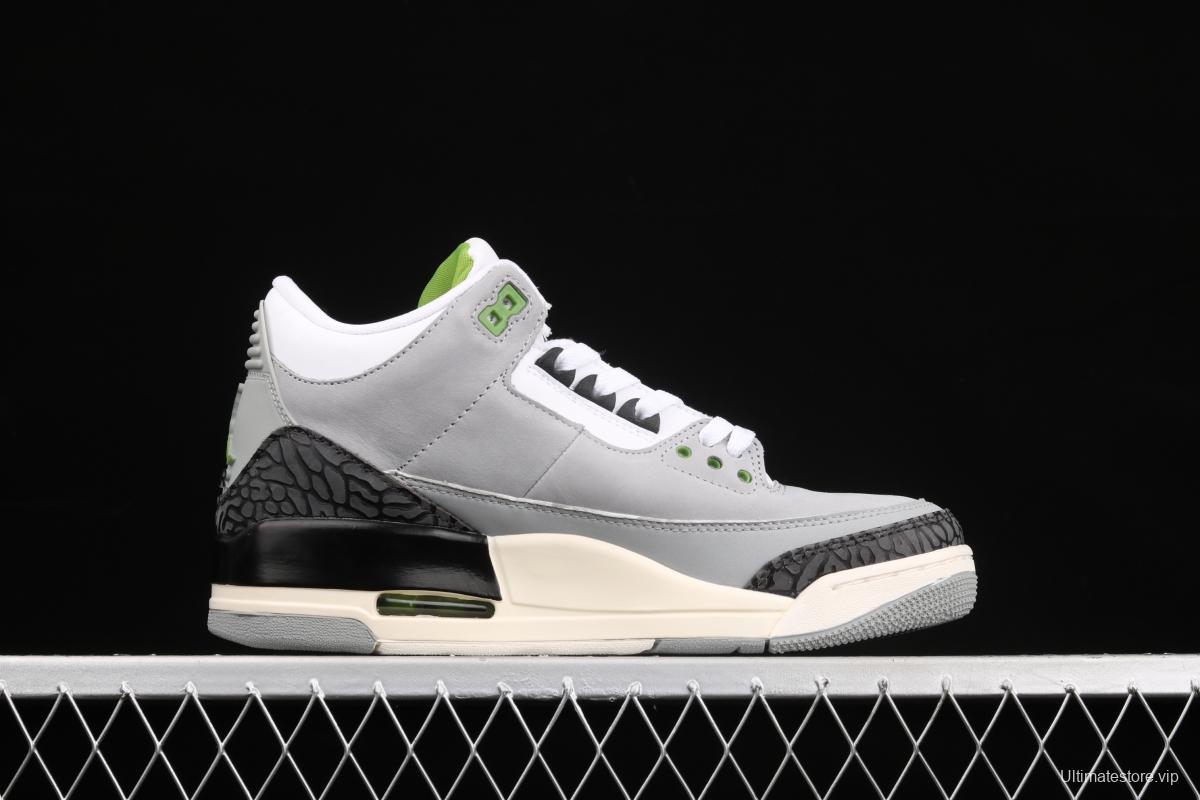 Air Jordan 3 Retro Chlorophyll AJ3 Joe 3 chlorophyll Gray Green manuscript 136064-006