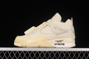 OFF-White x Air Jordan 4 Retro Cream/Sail retro leisure sports culture basketball shoes CV9388-100