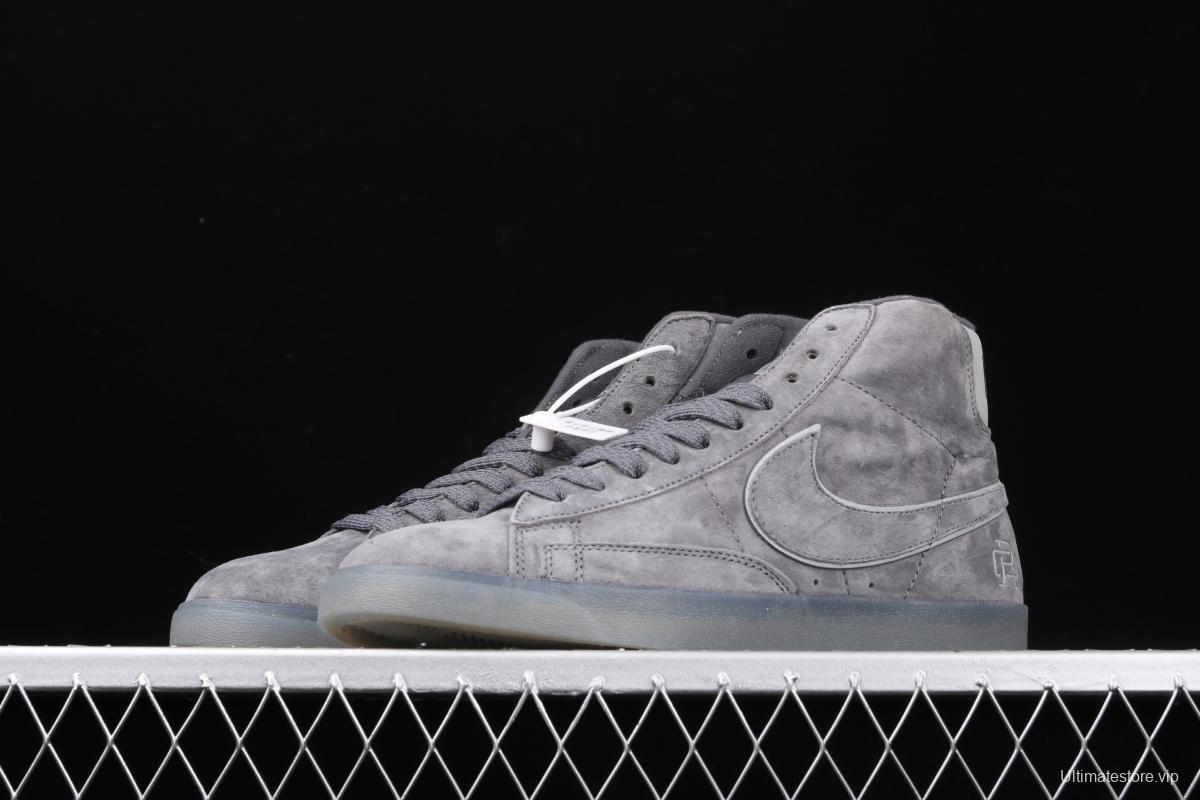 Reigning Champ x NIKE Blazer Mid Retro defending champion joint top suede 3M reflective high upper shoes 371761-900