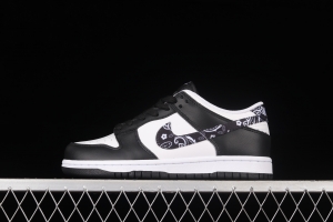 NIKE SB DUNK Low Black Paisley black and white cashew flower SB rebound fashion casual board shoes DH4401-100