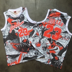 Men's Michael Jordan Gray And Red Retro Classic Team Jersey