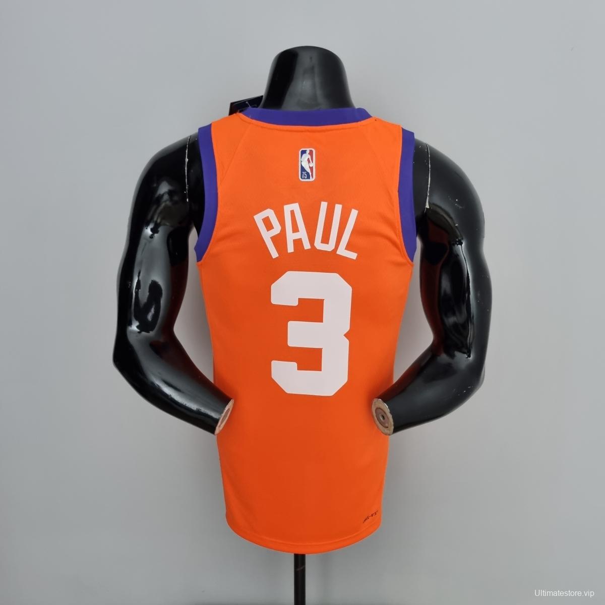 75th Anniversary PAUL#3 Phoenix Suns Jordan Theme Orange NBA Jersey