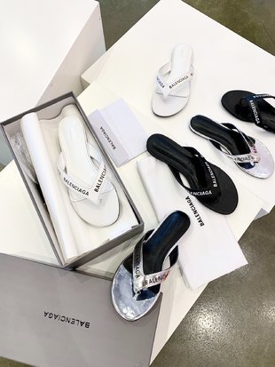 3 Color Men/Women Balenciaga Slipper White/Black/Silver