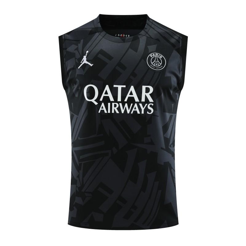 23-24 PSG Black Pattern Vest Jersey+Shorts