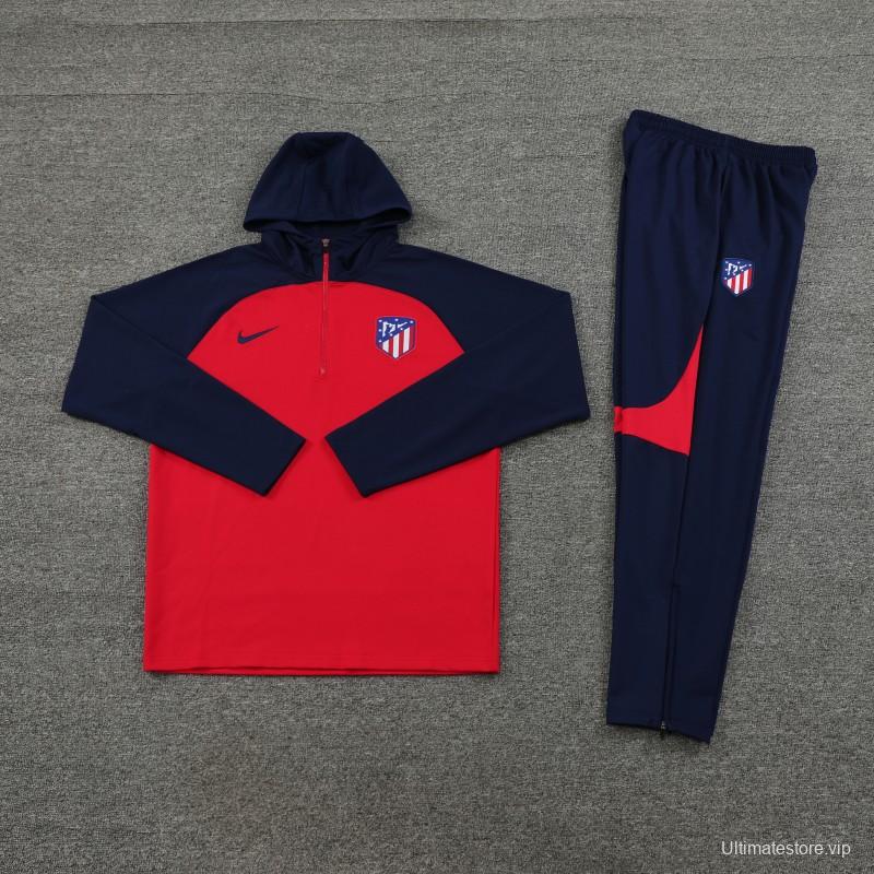 23/24 Atletico Madrid Red/Navy Half Zipper Jacket+ Pants