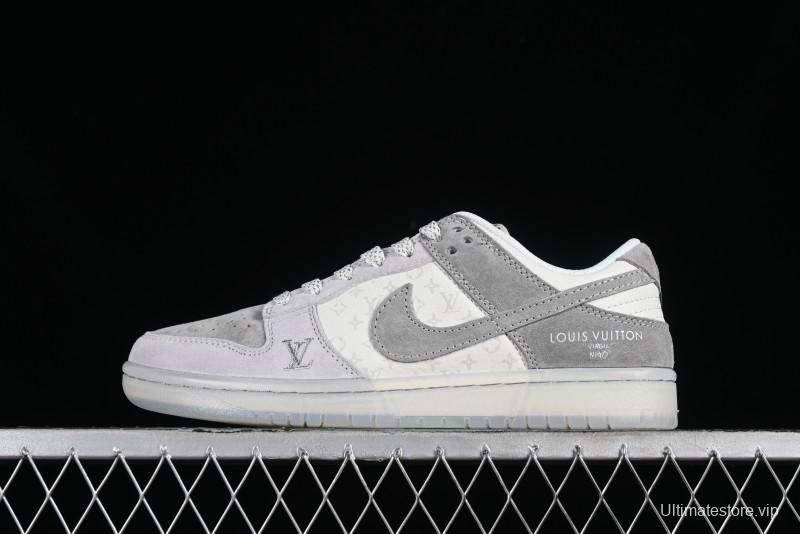 Nike SB Dunk Low LV Collaboration - Beige Grey Crystal Sole Night Light Anniversary High-End Custom Low-Top Casual Sneakers - CR8033-503