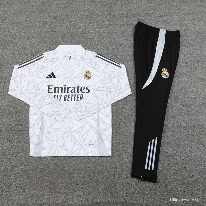 24/25 Real Madrid White Special Half Zipper Jacket+Long Pants