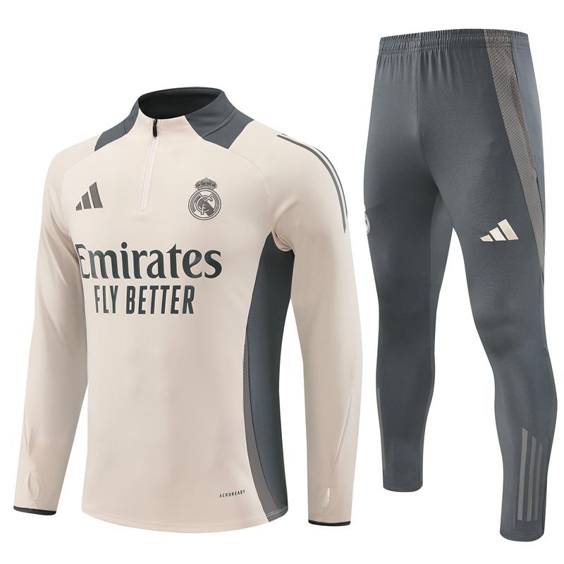 24/25 Real Madrid Khaki Half Zipper Jacket+Long Pants