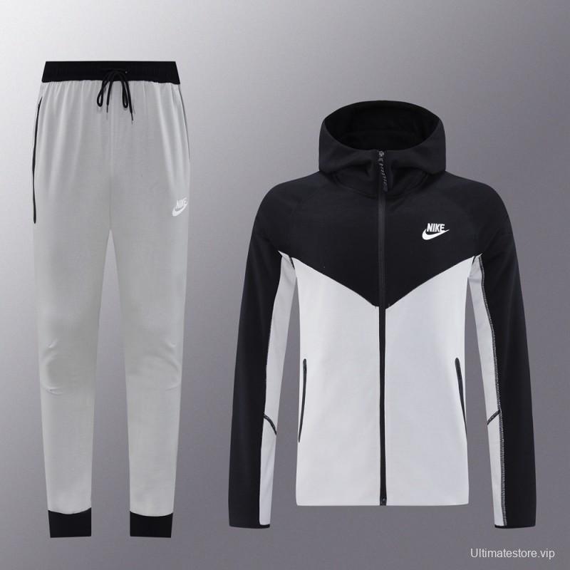 2024 NIKE Sports White/Black Full Zipper Jacket +Long Pants