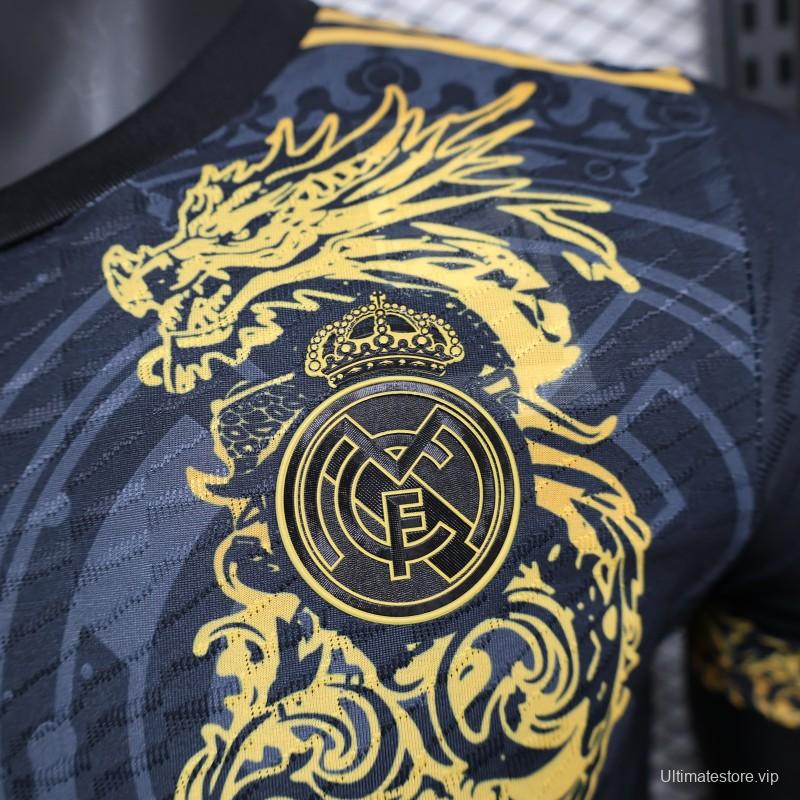 Player Version 24/25 Real Madrid Black Jersey With Golden Dragon
