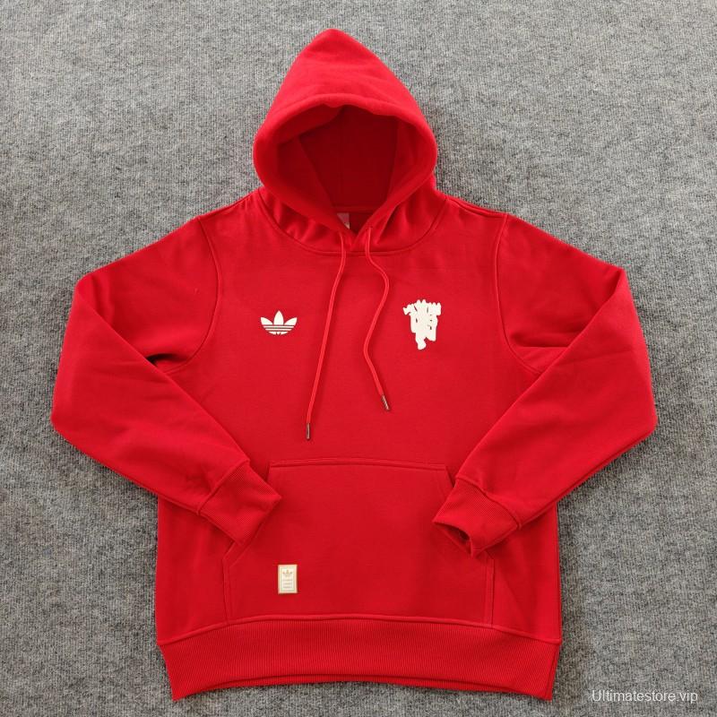 24/25 Manchester United Navy/Red/Black/Beige/Grey Hoodie WIth Black Badge