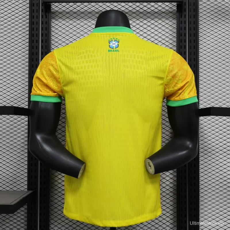 Player Version 2024 Brazil Christ Yellow Goalkeeper Special Jersey