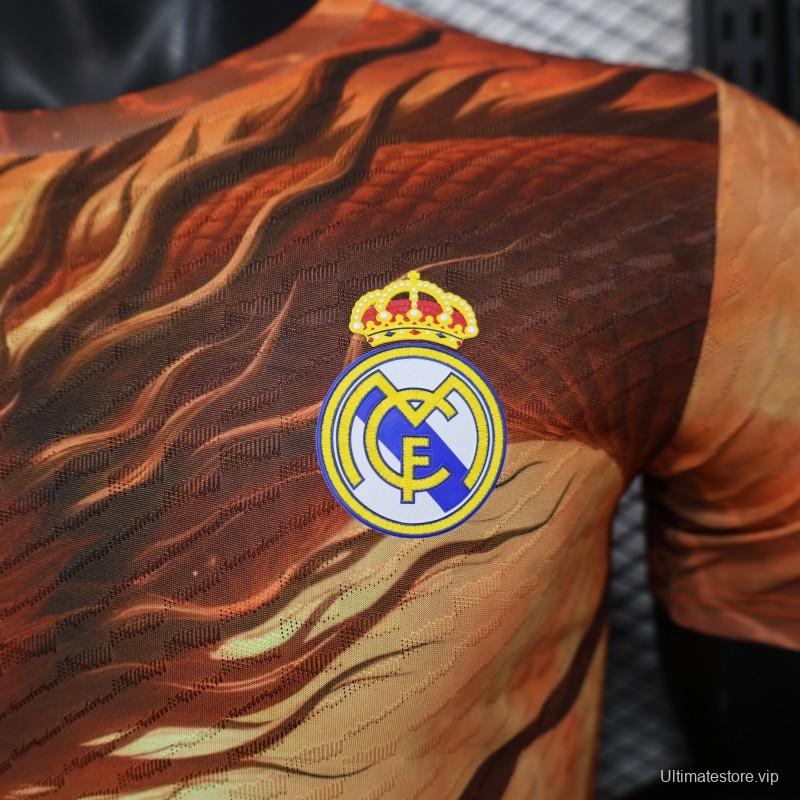 Player Version 25/26 Real Madrid NA ZHA Orange with Dragon Warrior Jersey