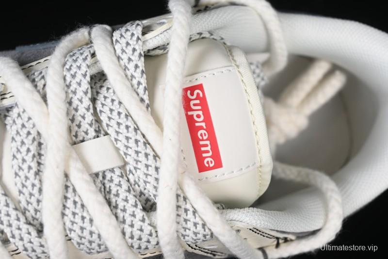 Nike SB Dunk Low Supreme Collaboration - Strap Light Gray Hook Anniversary High-End Custom Low-Top Casual Skate Shoes - YX5066-210