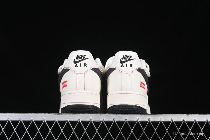 Nike Air Force 1 '07 Low Supreme Collaboration - Beige Red Lace-Up Low-Top Casual Sneakers SJ1198-104