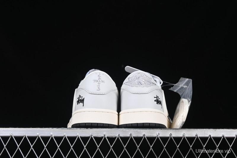 Nike Travis Scott x Fragment Design x Air Jordan 1 Low OG SP AJ1 Retro Sneakers in Summer Cicada Grey - XZ6898-001