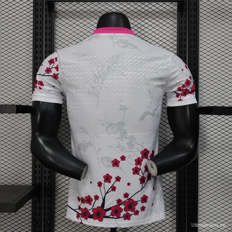 Player Version 2025 Japan White with Blue and Red Bird Jersey