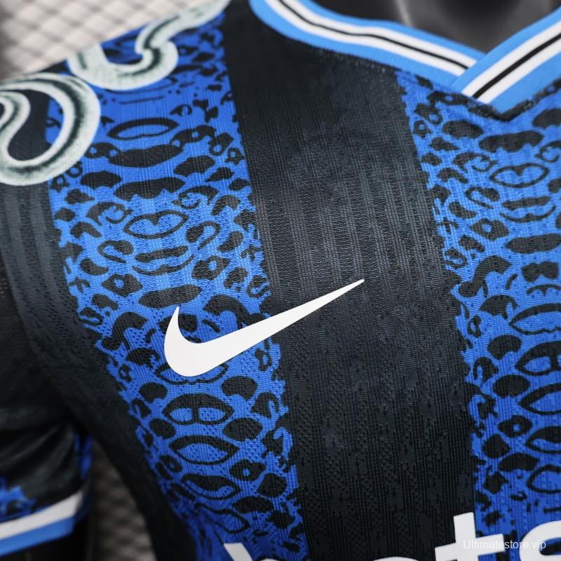 Player Version 25/26 Inter Milan Black and Blue Jersey with Snake Design