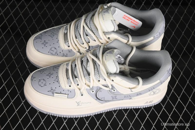 Nike Air Force 1'07 Low LV Collaboration Grey Print Drawstring Casual Sneakers - DM6868-062
