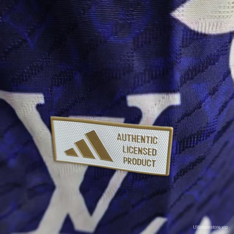 Player Version 25/26 Real Madrid Blue with Louis Vuitton Monogram Pattern Jersey