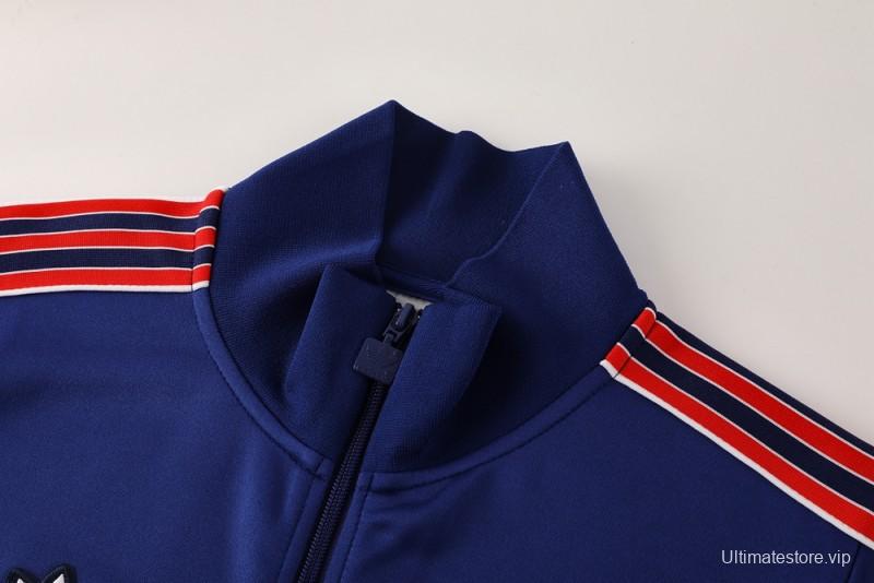 25/26 Arsenal Blue with Red & White Stripes Full Zipper Jacket +Long Pants