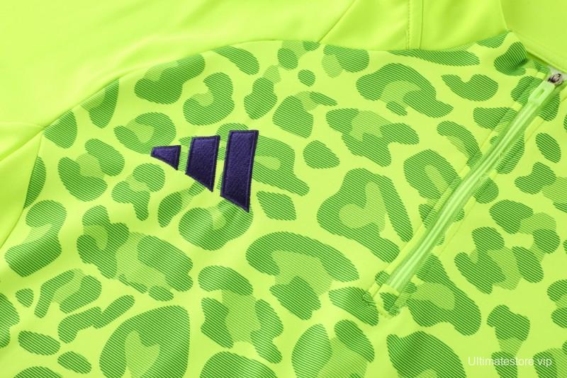 2025 Adidas Purple/Neon Green Half Zipper Jacket +Long Pants