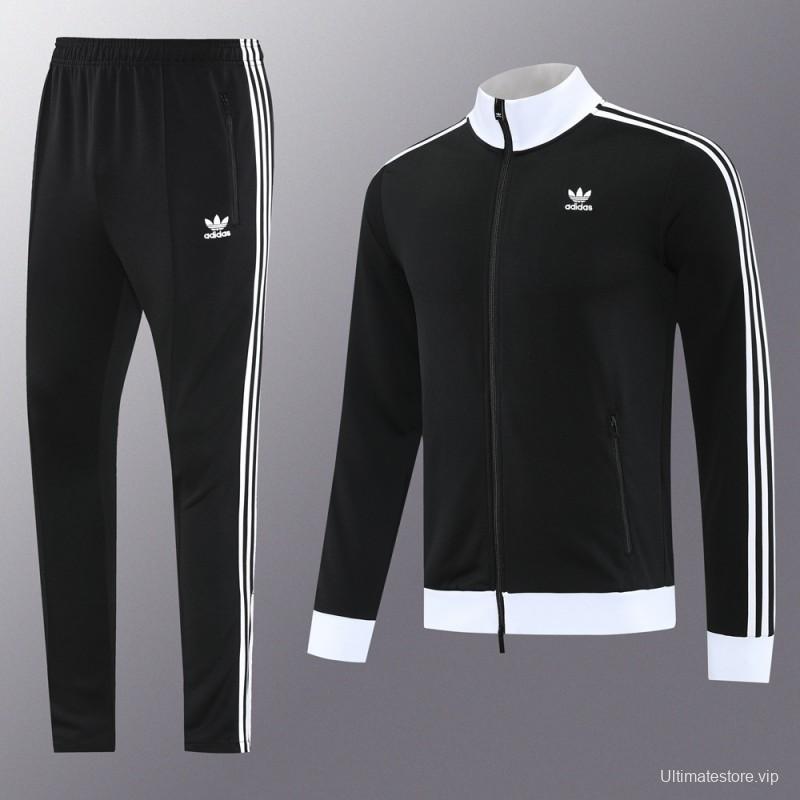 2025 Adidas Original Black Full Hoodie Zipper Jacket +Long Pants