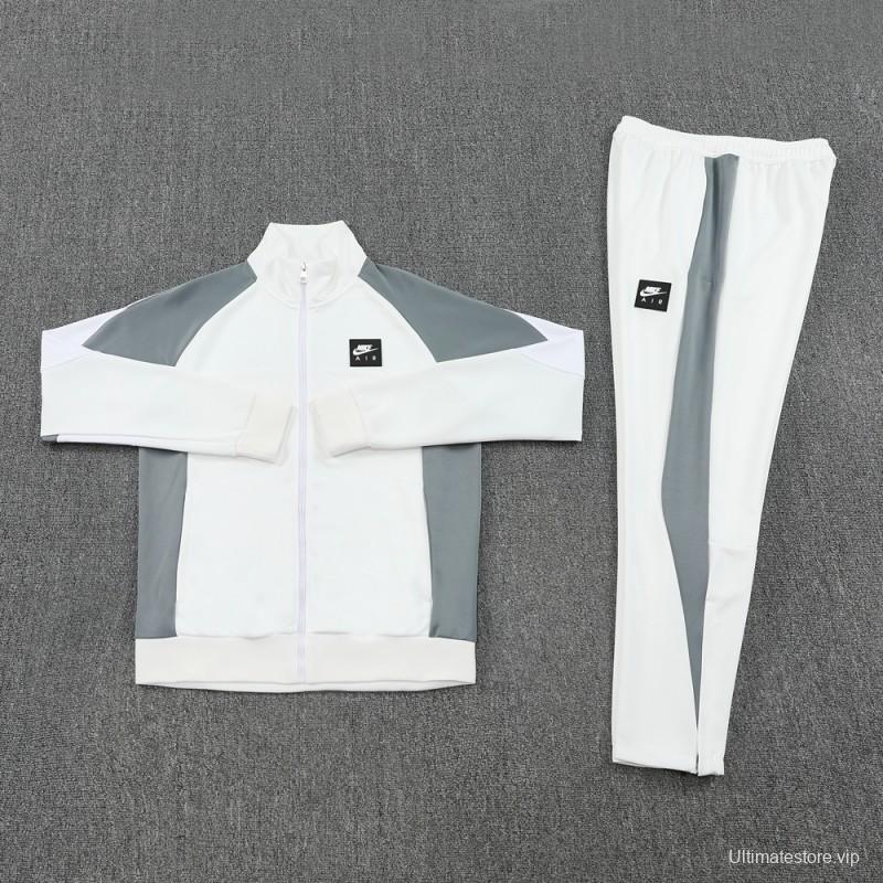 2025 NIKE WHITE/Grey Full Zipper Jacket +Long Pants