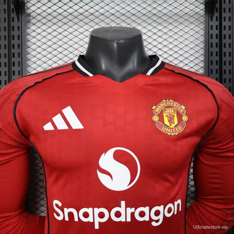 Player Version 25/26 Manchester United Long Sleeve Home Jersey