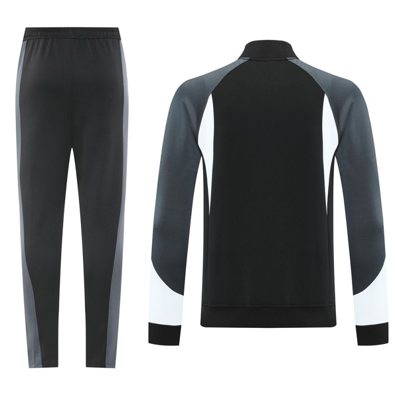 2025 Nike Air Black Tracksuit Set with Gray and White Accents Full Zipper Jacket + Long Pants