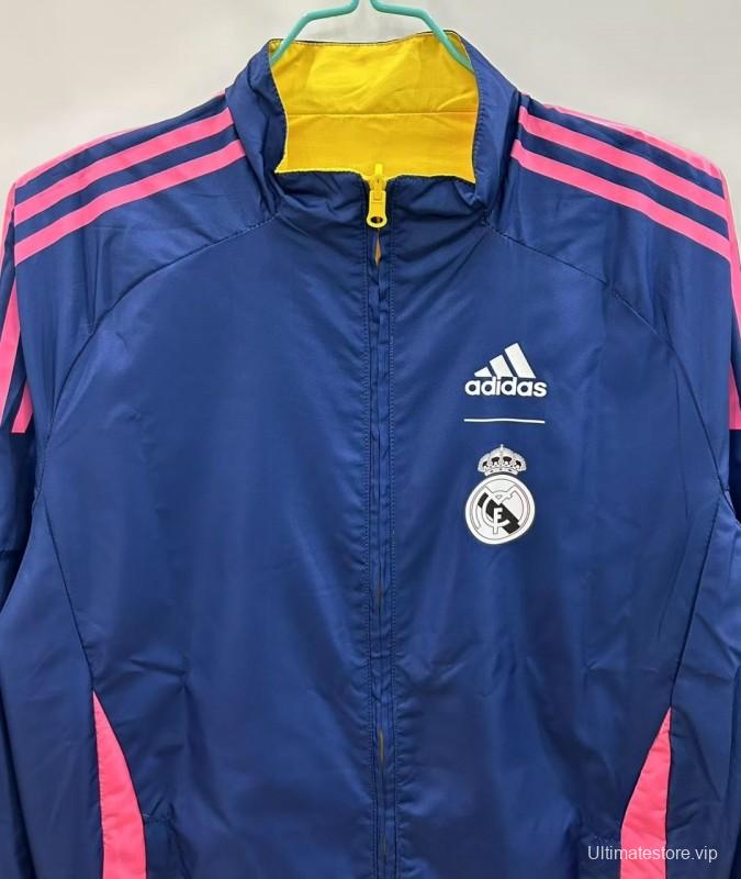 25/26 Real Madrid Yellow/Navy Reversible Windbreaker