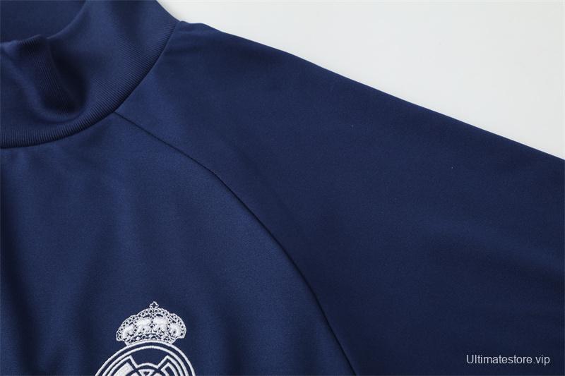 Retro 16/17 Real Madrid Royal Blue Half Zipper Jacket+Long Pants