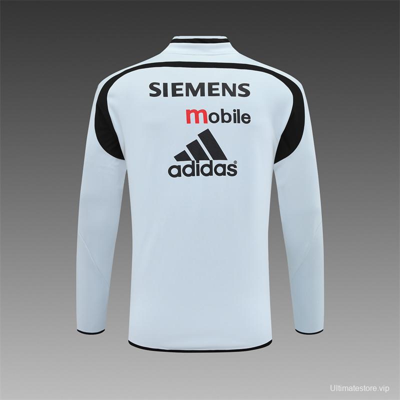 Retro 04/05 Real Madrid Light Grey Half Zipper Jacket+Long Pants