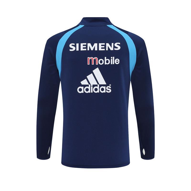 Retro 03/04 Real Madrid Royal Blue Half Zipper Jacket+Long Pants