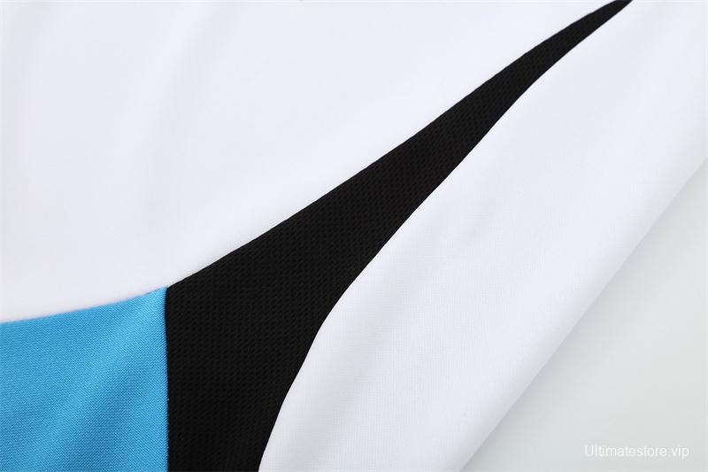 Retro 12/13 Real Madrid White/Blue Half Zipper Jacket+Long Pants