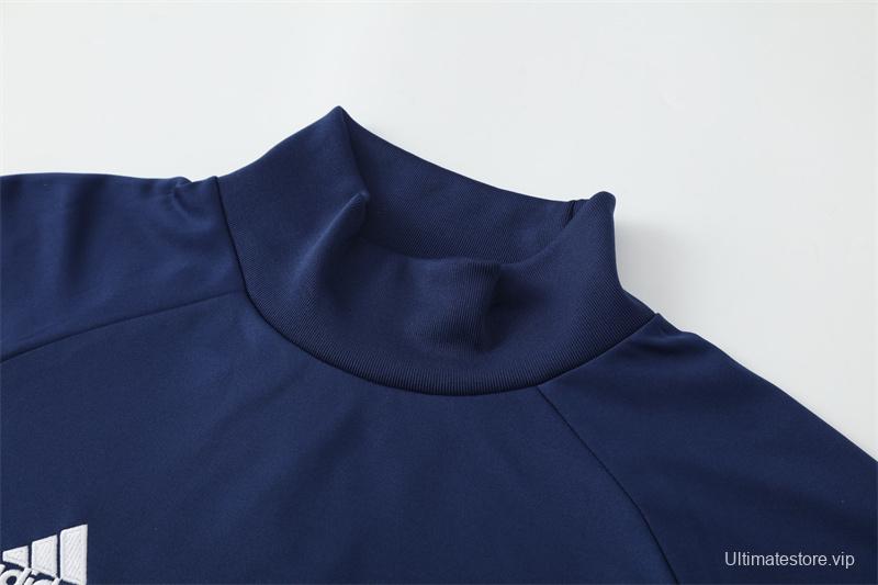 Retro 16/17 Real Madrid Royal Blue Half Zipper Jacket+Long Pants