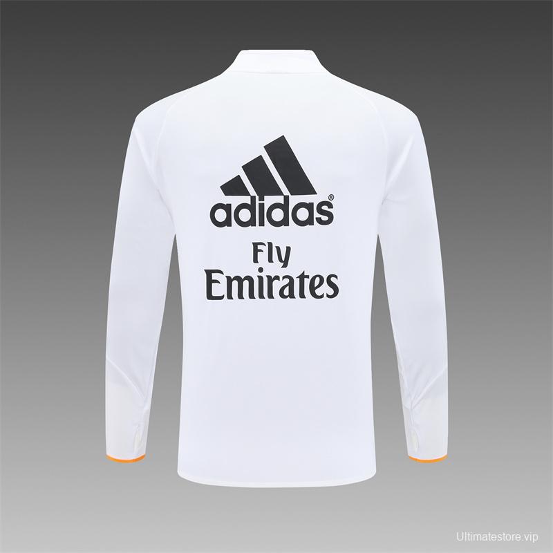 Retro 13/14 Real Madrid White Half Zipper Jacket