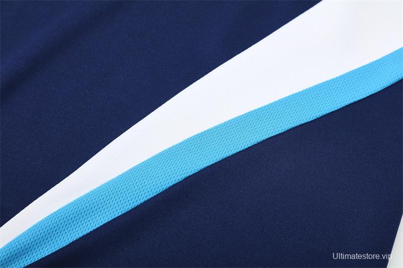 Retro 09/10 Real Madrid Royal Blue Half Zipper Jacket+Long Pants