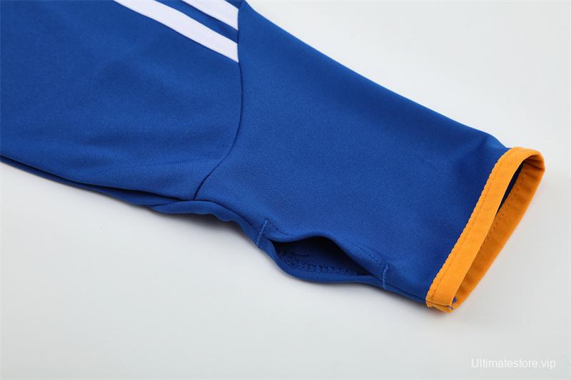 Retro 13/14 Real Madrid Color Blue Half Zipper Jacket+Long Pants