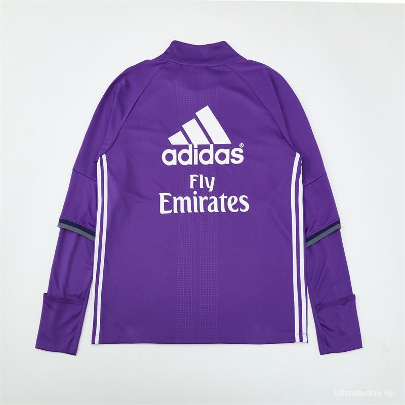 Retro 16/17 Real Madrid Purple Half Zipper Jacket