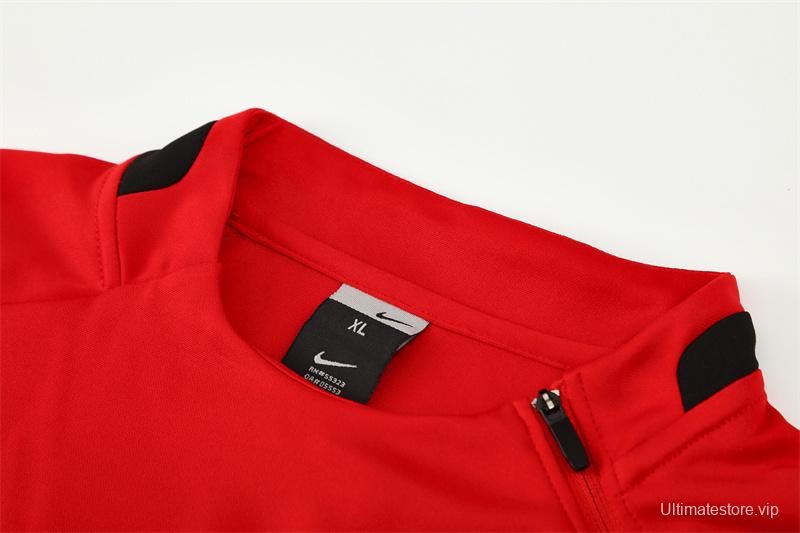 Retro 02/03 Manchester United Red Half Zipper Jacket+Long Pants