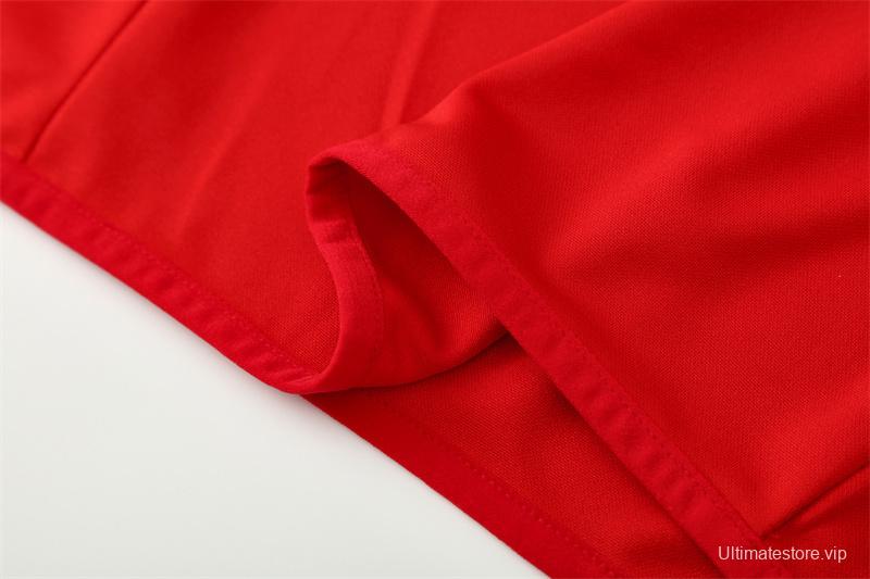 Retro 02/03 Manchester United Red Half Zipper Jacket+Long Pants