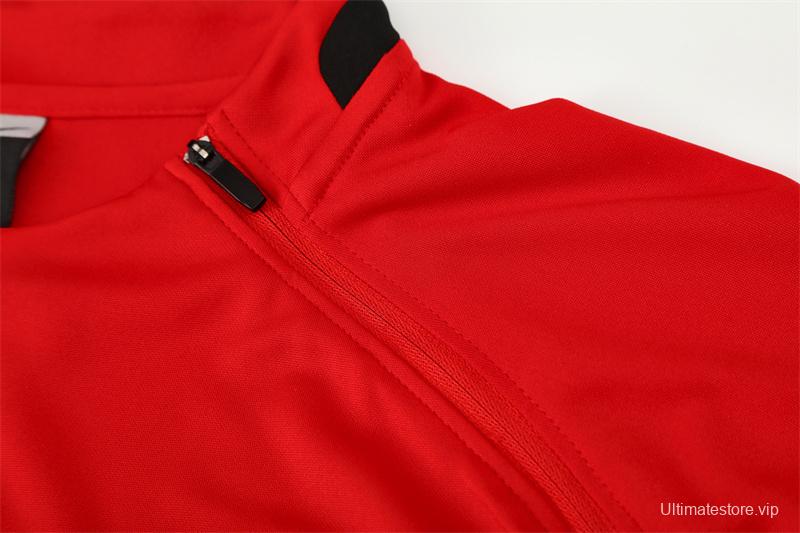 Retro 02/03 Manchester United Red Half Zipper Jacket+Long Pants