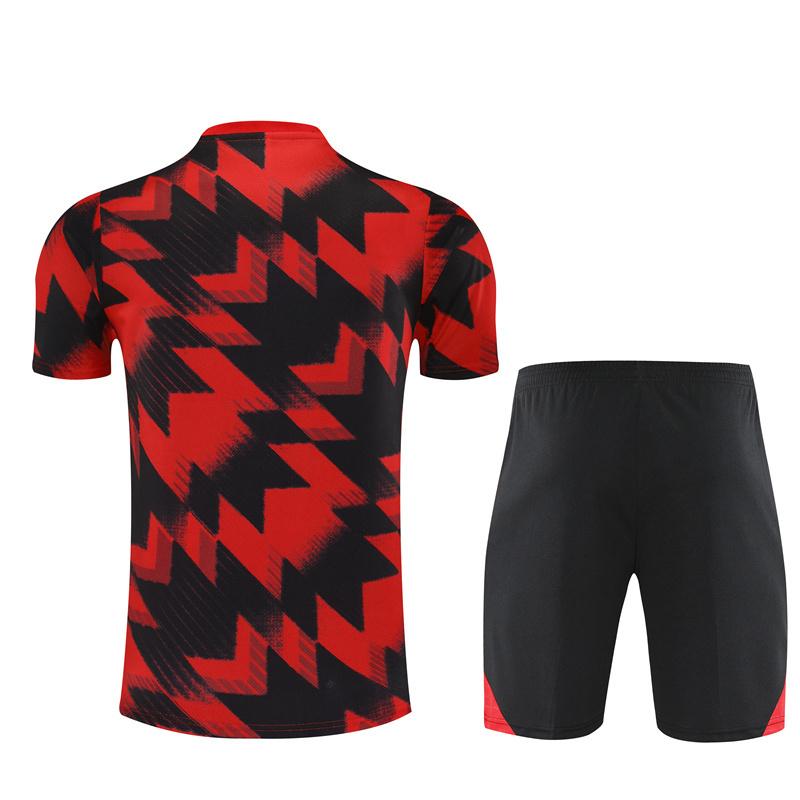 25/26 Manchester United Red Black Camouflage Short Sleeve Jersey+Shorts with XS