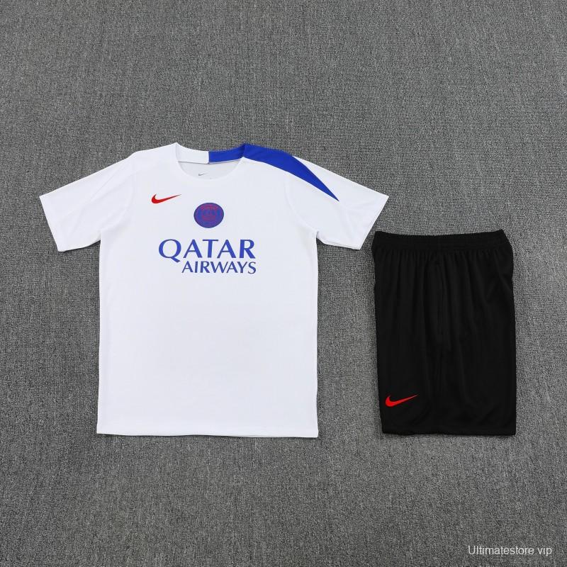 25/26 PSG White Short Sleeve Jersey+Shorts