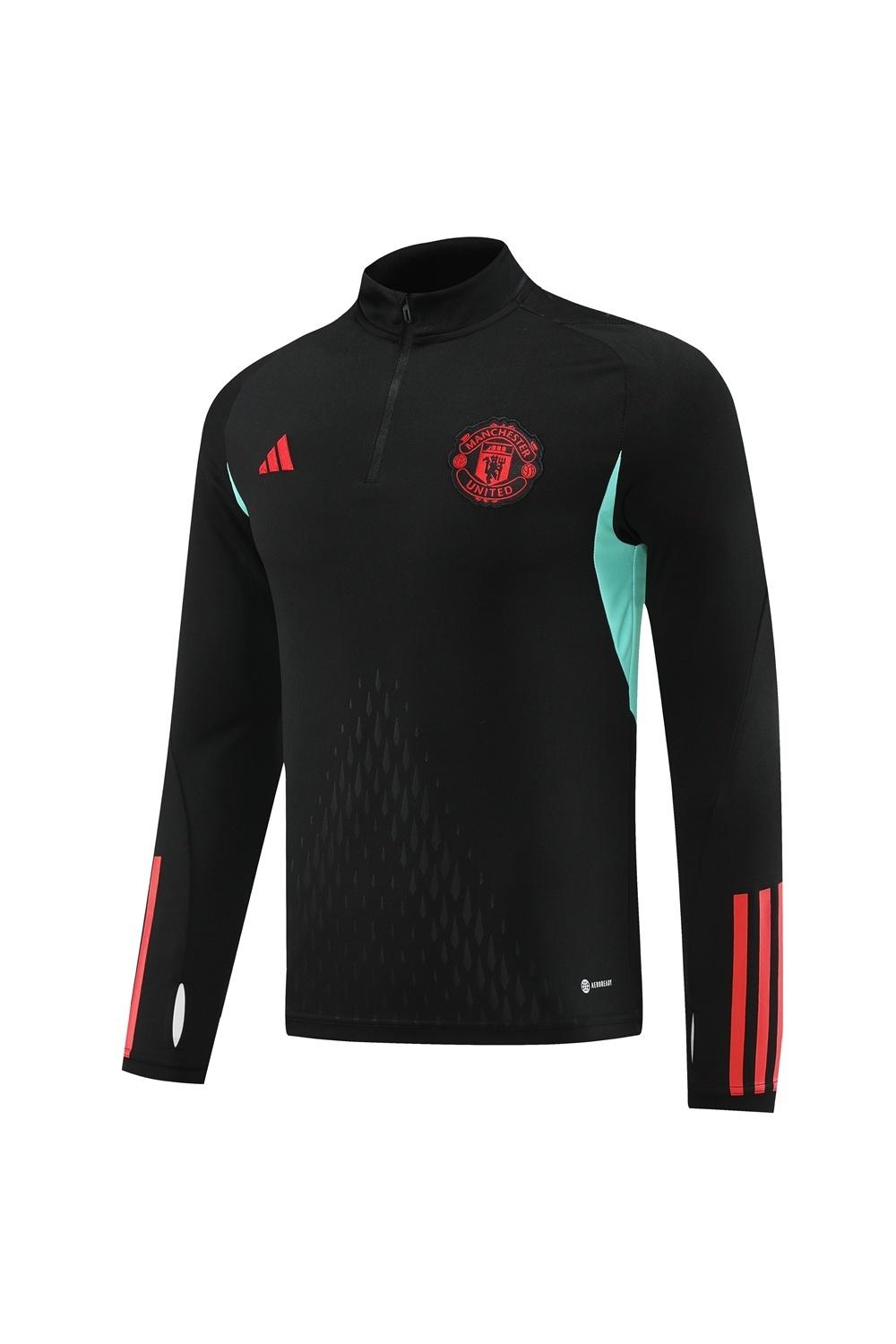 25/26 Manchester United Black Half Zipper Jacket+Long Pants